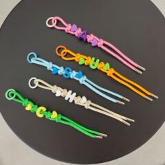 オリジナルドーパミンカラーラブレターバッグペンダント手作りロープキーホルダーロープ水カップ携帯電話紛失防止ロープ