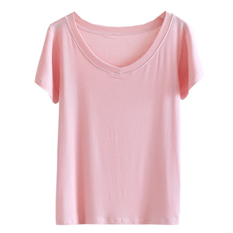 厂家批发凉感莫代尔女士T恤短袖夏季薄款休闲款简约纯色一件代发