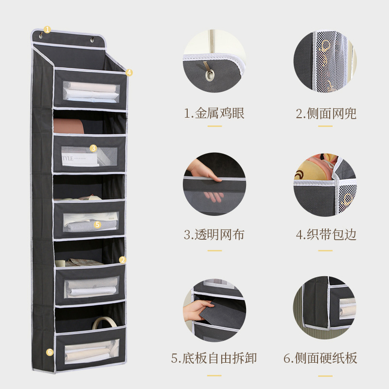 Bolsa colgante de almacenamiento detrás de la puerta Bolsa colgante de almacenamiento de gran capacidad montada en la pared Bolsa de artículos diversos de juguete multicapa plegable con ventana detrás de la puerta