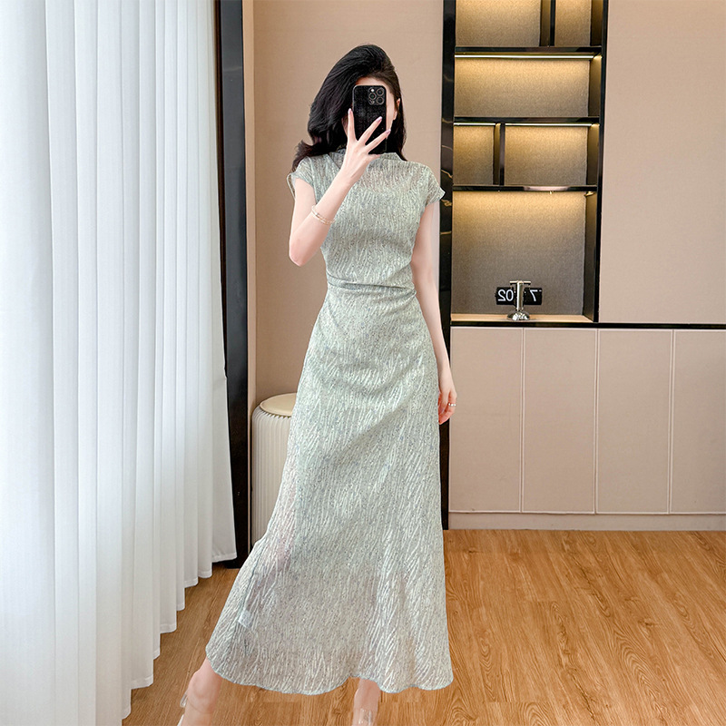 yys2000 French Style Elegant Chanel Style dress Women's 2025 Summer New Fashion Slim-fit Waist Long Dress