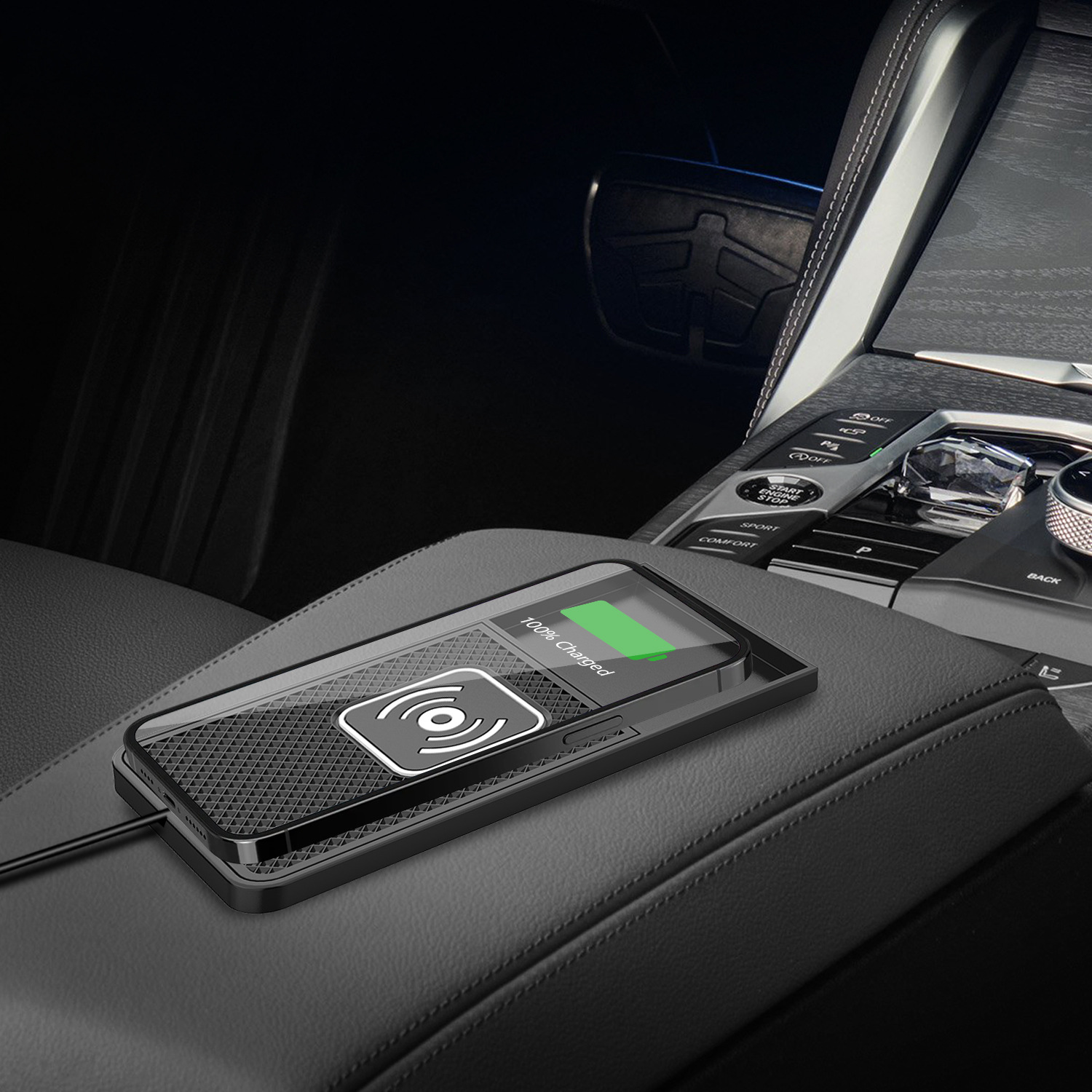 Car Wireless Charging Pad 15W Mobile Phone Wireless Charger with Step Design for Car Use, New and Suitable for Apple 17