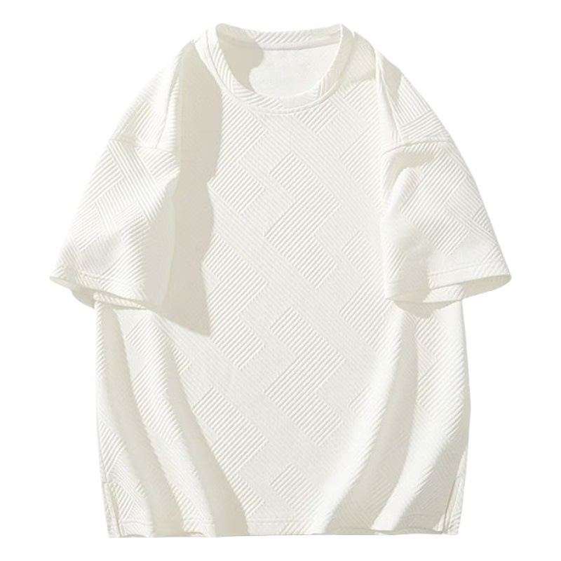 Camiseta de manga corta retro americana para hombre verano 2023 nueva camiseta casual waffle ins moda media manga