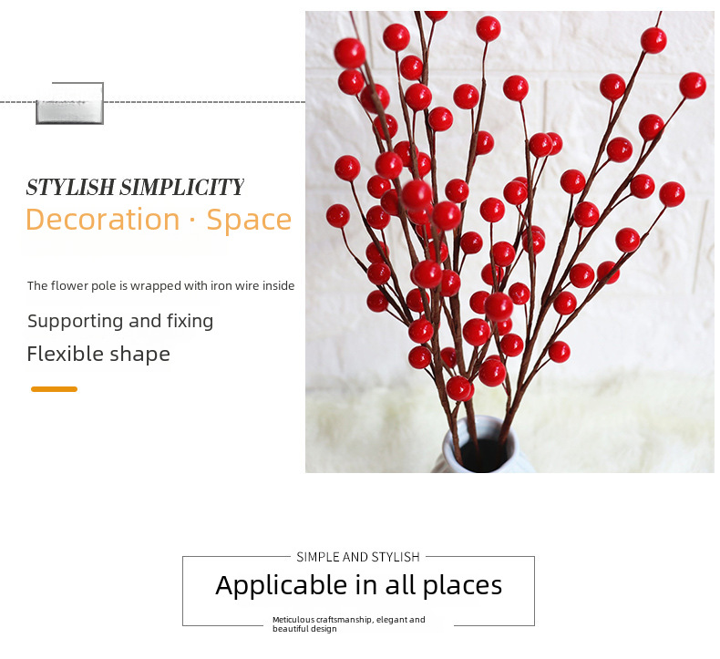 Artificial Berry Branch For Home Decoration And Wedding Ornaments_voghion.com