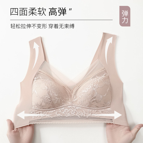 Integrated lace fixed cup beautiful back anti-exposure no wire bra plus fat lace princess wrap women's tube top