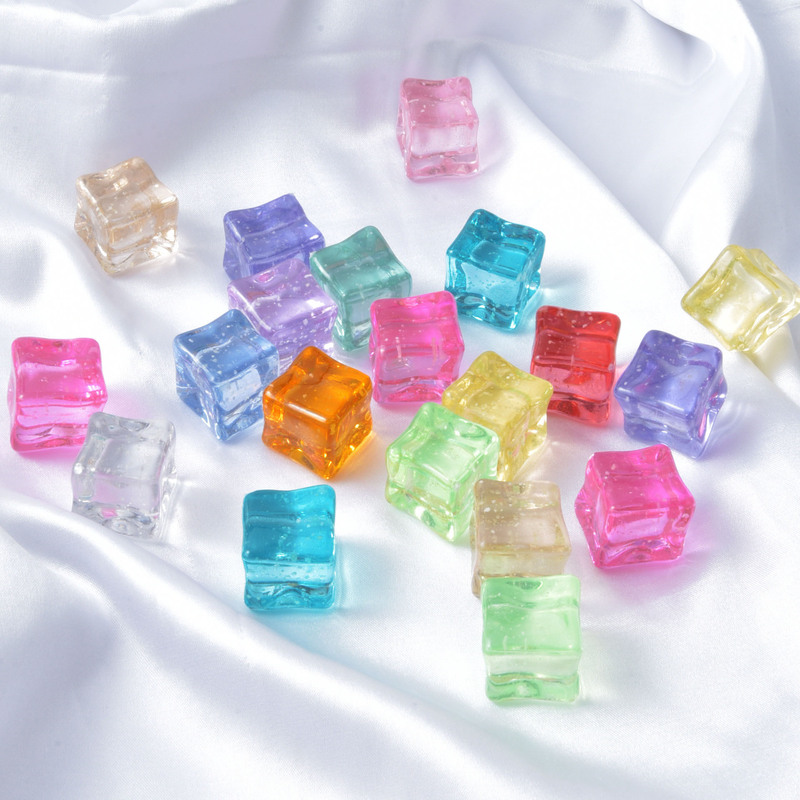 18mm Fine Flash Acrylic Ice Cube Simulation High Transmittance Luminous Square Star Ice Cube Luminous Ice Cube Jewelry