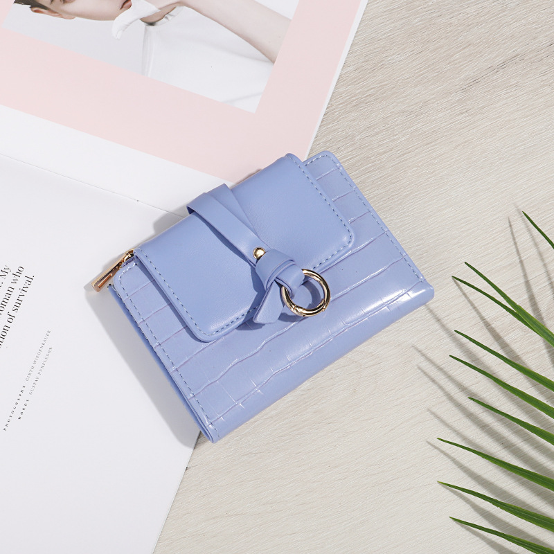 Cartera pequeña para niñas, estilo corto, versión coreana, dibujos animados bonitos, monedero compacto mini triple, tarjetero para estudiantes, tendencia transfronteriza.