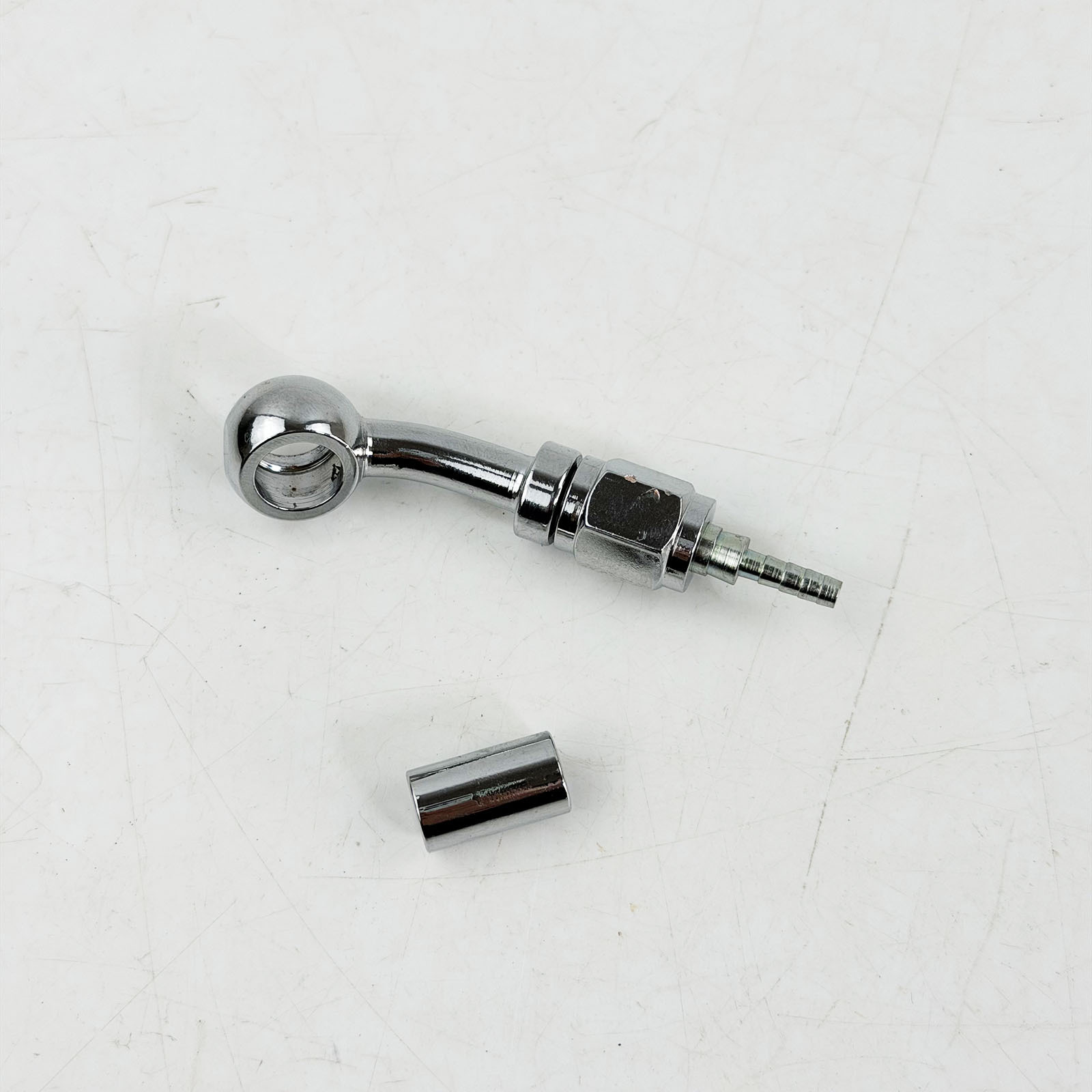 M10 0-Degree/28-Degree/90-Degree/90-Degree Extended Nickel-Plated Brake Steel Hose Fish-Eye Fitting Crimped Hydraulic Connector