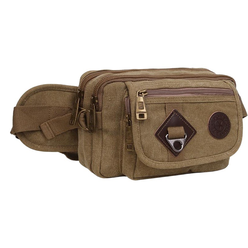 [Factory Direct Batch] Canvas Waist Bag Large Capacity Crossbody Bag Multifunctional Waist Satchel Men's and Women's Casual Bag Wholesale