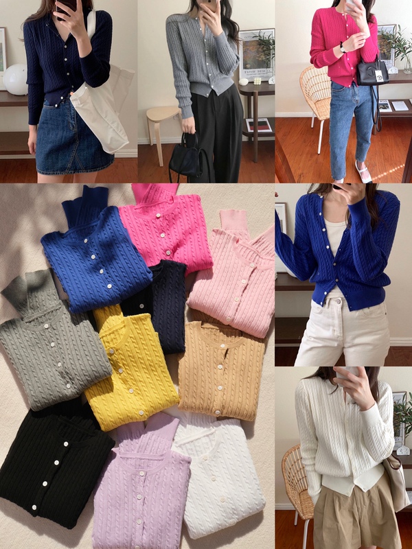 23 autumn and winter Zhao Lusi same style old money style classic small twist embroidered pullover button knitted cardigan sweater coat