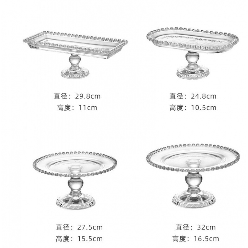 Moderno simple vidrio de cristal estilo europeo sala de estar hogar decoración de refresco de la tarde fruta fruta plato de cuentas