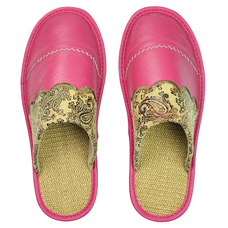 Верхний слой тапочки из воловьей кожи с вышивкой Baotou домашние тапочки из натуральной кожи весенне-осенние льняные унисекс домашние Нескользящие с мягкой подошвой