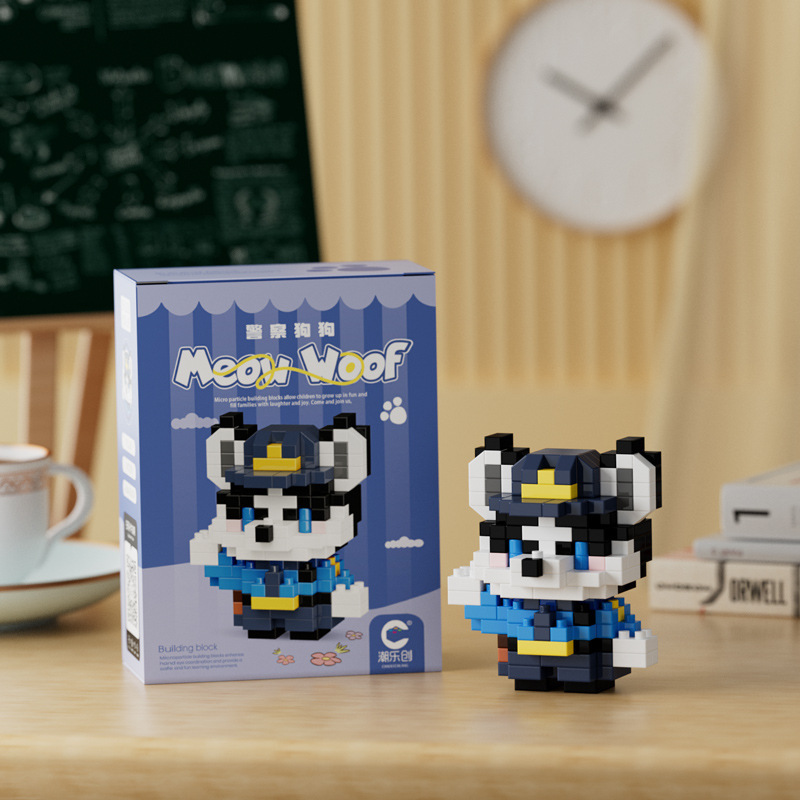 Compatible con LEGO gigante Panda flor azul lindo muñeca de dibujos animados montado bloques construcción juguete para niños puesto caja ciega al por mayor