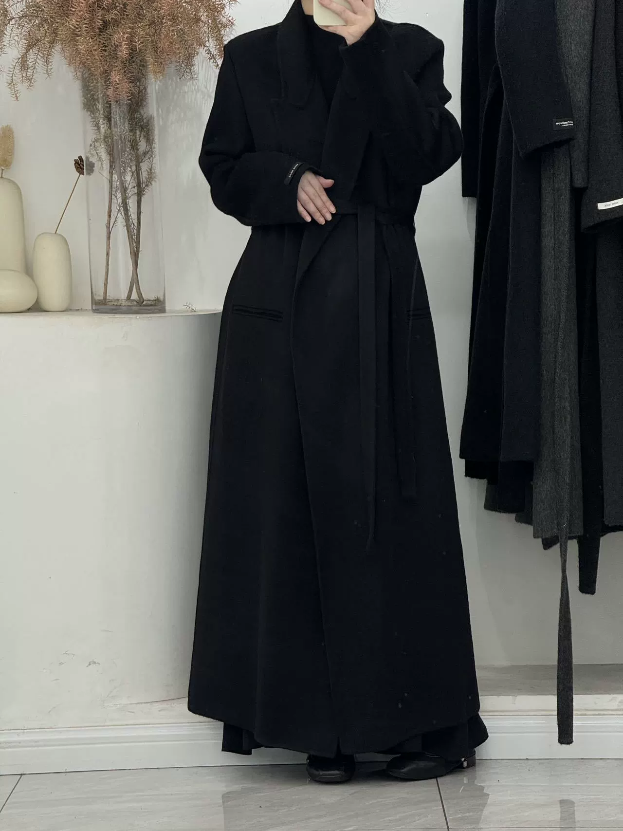 Long suit, double-sided cashmere bathrobe, woolen woolen coat