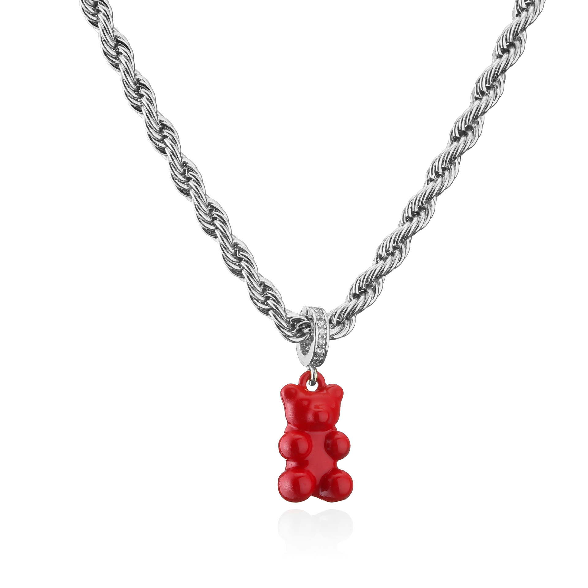 Hecheng Ornament Color Spray Paint Bear Necklace Twist Stainless Steel Bracelet Ins Style Ornament 1