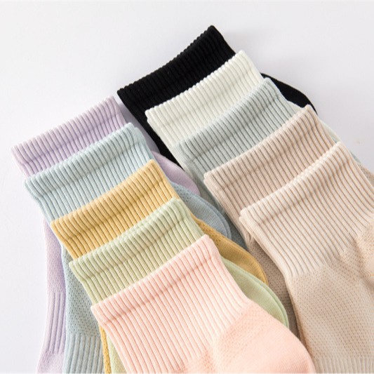 Breathable Japanese solid color base spring summer thin knee socks…