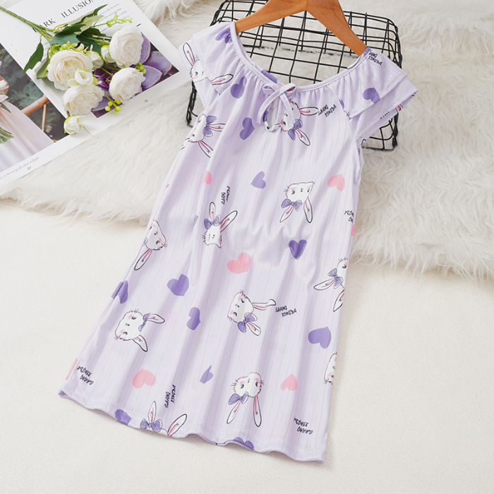 Pijama infantil princesa viento de verano nuevo chaleco de mangas cortas niñas pijama vestido de dibujos animados de verano