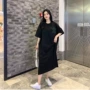 圆领夏季大码过膝连衣裙