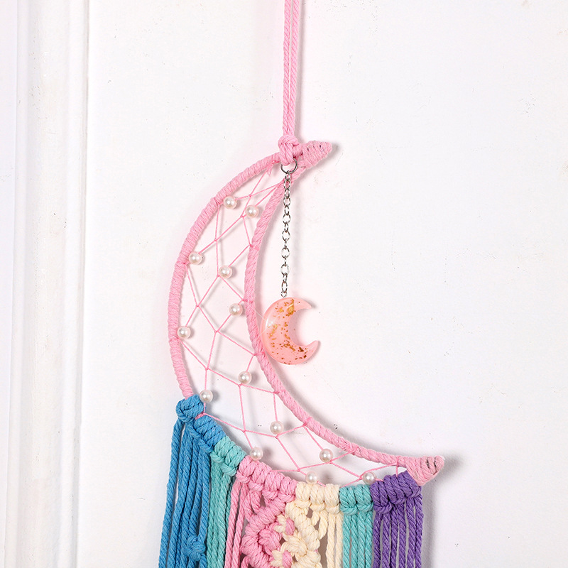 Star and Moon Shaped Woven Tapestry Ins Style Bohemian Cotton Rope Wall Decoration Kidsren's Room Wall Decoration Pendant