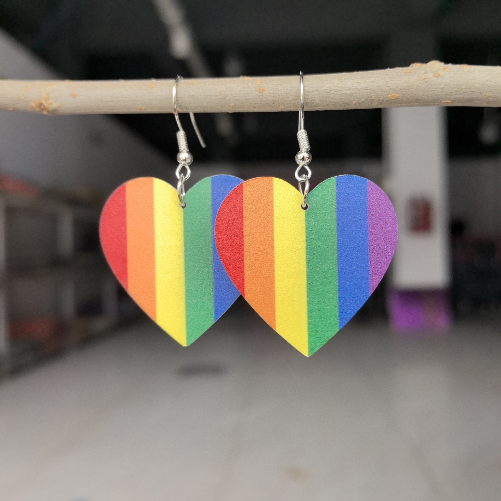 rainbow acrylic cute fashionable earrings for St. Valentine's Day…