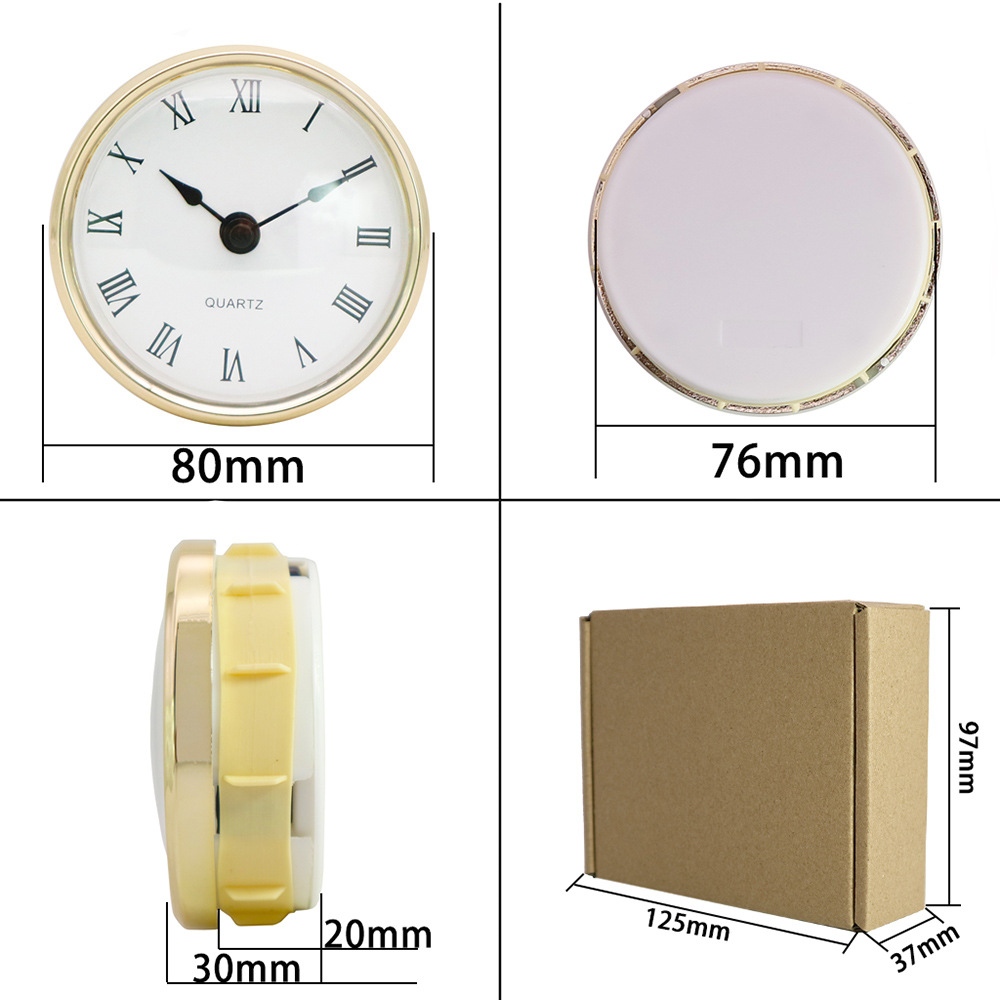 Amazon venta caliente reloj de cristal 80mm colmillos insertables artesanía con incrustaciones de reloj de cuarzo núcleo de reloj