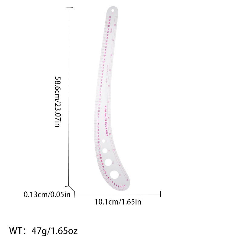 Regla de curva directa de fábrica Botón regla de arco regla de ropa regla de corte traje de regla de jaula de manga regla de tamaño colección