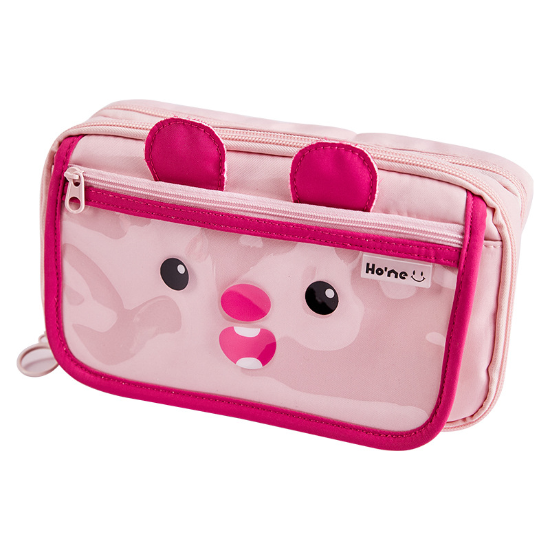 Cute castor bolsas de lápiz de orejas estereoscópicas estudiantes de alta capacidad bolsas de papelería plegables cajas de lápiz para niñas