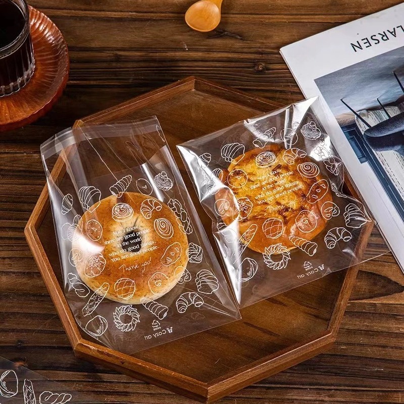 Bread Packaging Bag Transparent English Empty Bag Baking Food Toast Snack Biscuits Self-sealing Bag Potato Croissant Bread Packaging Bag Transparent English Empty Bag Baking Food Toast Snack Biscuits Self-sealing Bag Potato Croissant
