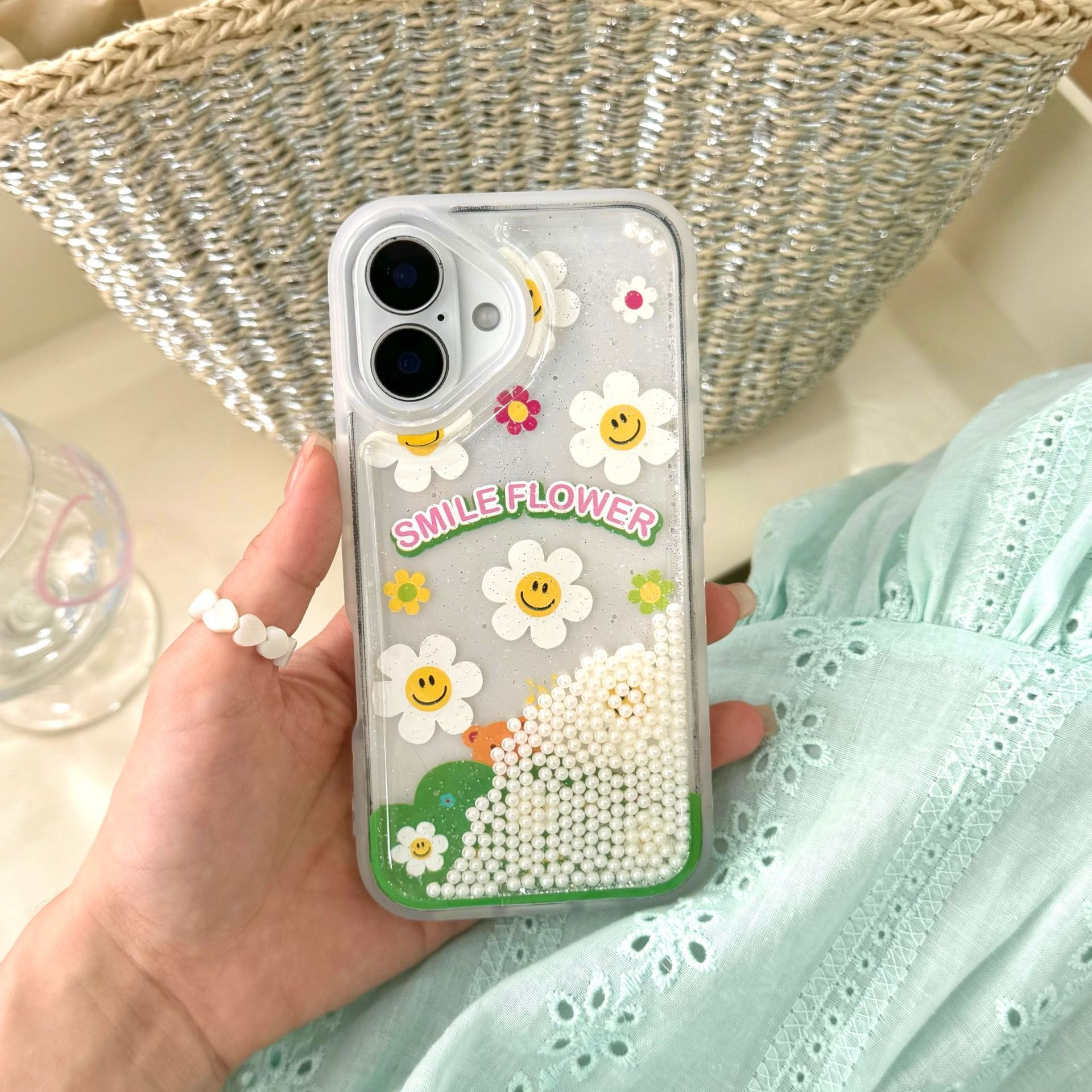 Cuentas divertidas flores de arenas movedizas para Apple Apple 15ProMax funda para teléfono móvil 16Pro Summer 14/13 Nuevo 16