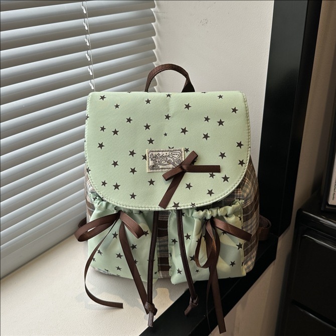 Women's Retro-Style High-End Korean-Style Backpack, Simple and Stylish Fabric Oxford Cloth Drawstring Small Backpack