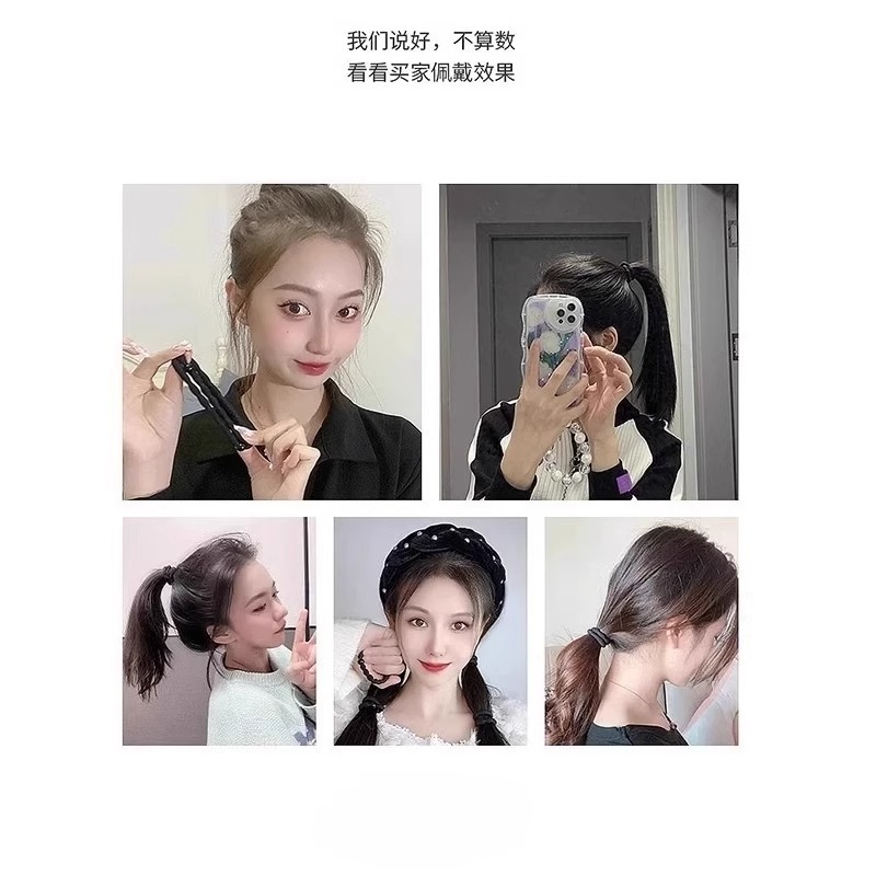 Doudou lazo para el cabello cuerda para la cabeza mujer alta cola de caballo accesorios para el cabello banda de goma negra punzante de alta elasticidad sensación de alta calidad duradera sin dañar el cabello