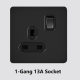 Foreign Trade British Black Personality Retro Button Paddle Switch Metal Panel Light Luxury Wall Switch UK Socket