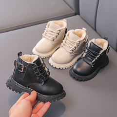 One-piece dropshipping 2023 autumn/winter children's short boots for boys Korean style retro martens boots black for girls children's cotton boots