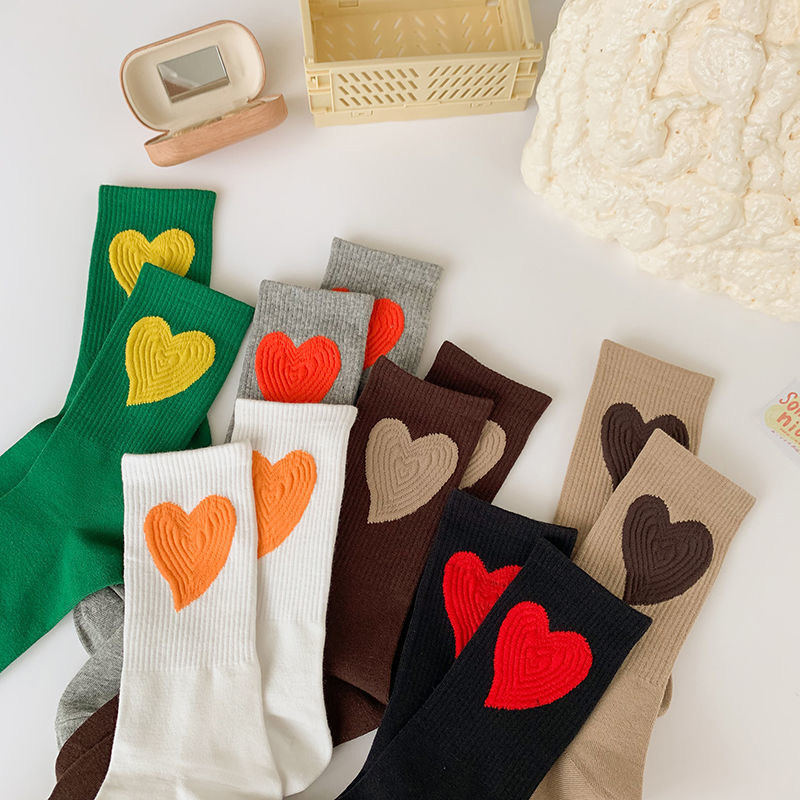 Heart Shape Pattern All Seasons Season Casual Simple Style Unisex Heart Shape Nylon Polyester Cotton Polyester Crew Socks A Pair