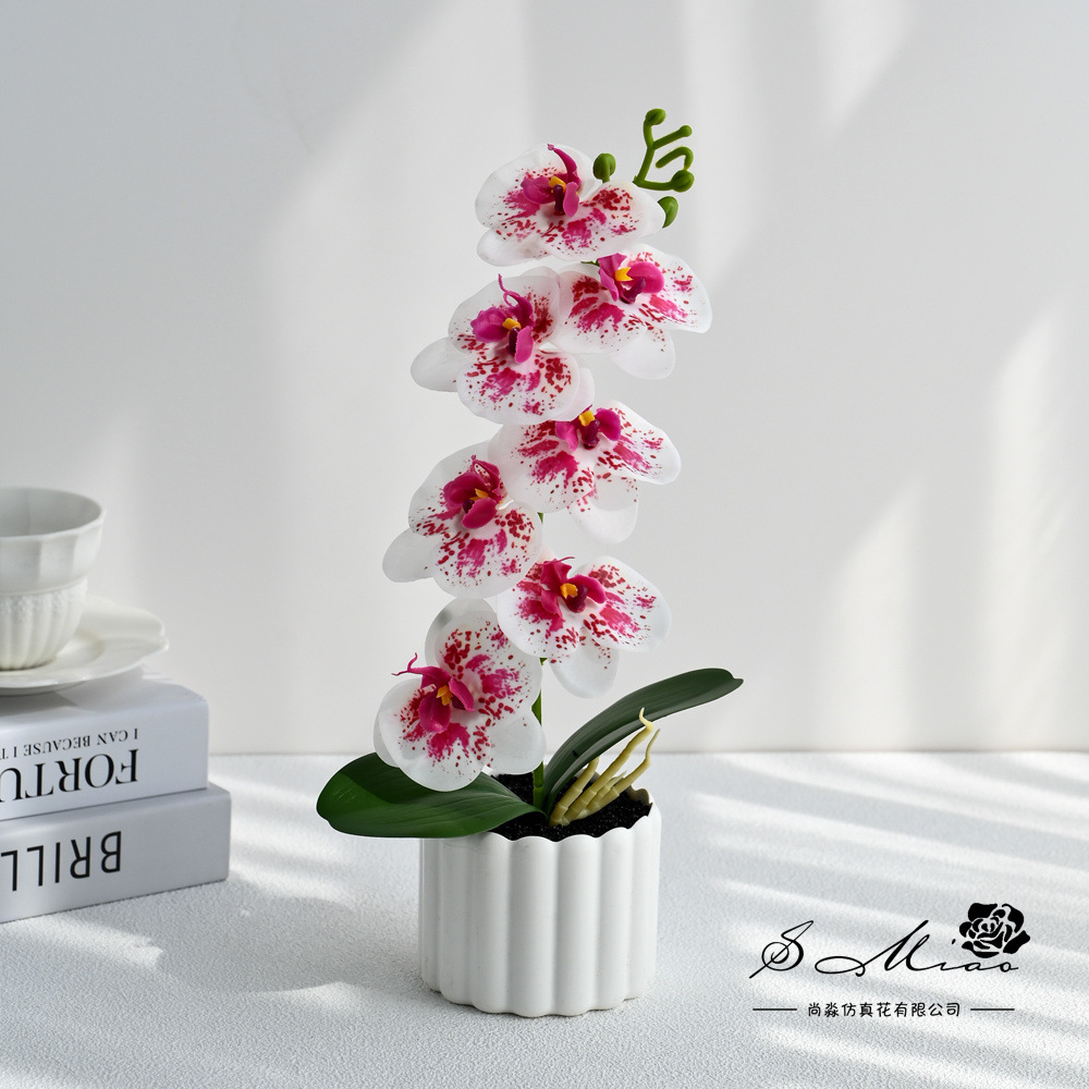7 flores mariposa orquídea bonsai simulación creativa flor falsa decoración del hogar fotografía de bodas flores artificiales adornos