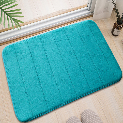 Bathroom coral velvet water-absorbent mat, non-slip foot mat, simple solid color embroidered rug, household entrance mat