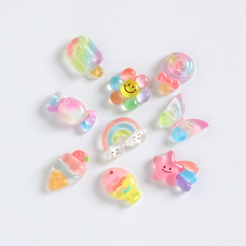 Cartoon Fine Glitter Rainbow Butterfly Handmade DIY Cream Glue Resin Small Accessories Croc Shoe Charm Decoration Material Kit