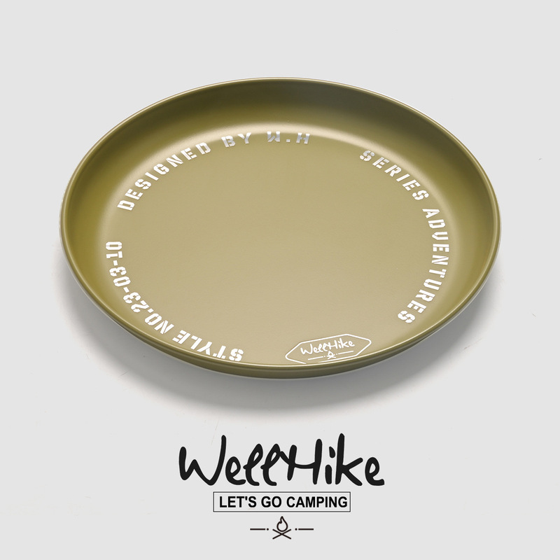 WELLHIKE 屋外戦術的なディナープレート日本製ステンレス鋼ポータブルプレート黒キャンプ食器ピクニック用品|undefined
