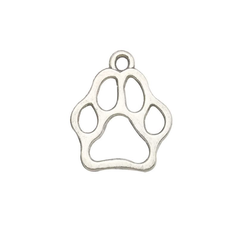 Venta caliente de fábrica 1 caniche plata Xizanga accesorios colgante DIY accesorios animales antiguos plata cachorro hueso pata