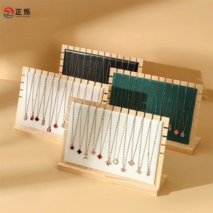Extra Large Jewelry Display Rack Necklace Hanger Bamboo and Wood Jewelry Rack Bracelet Storage Rack Wool Chain Display Rack for Stall