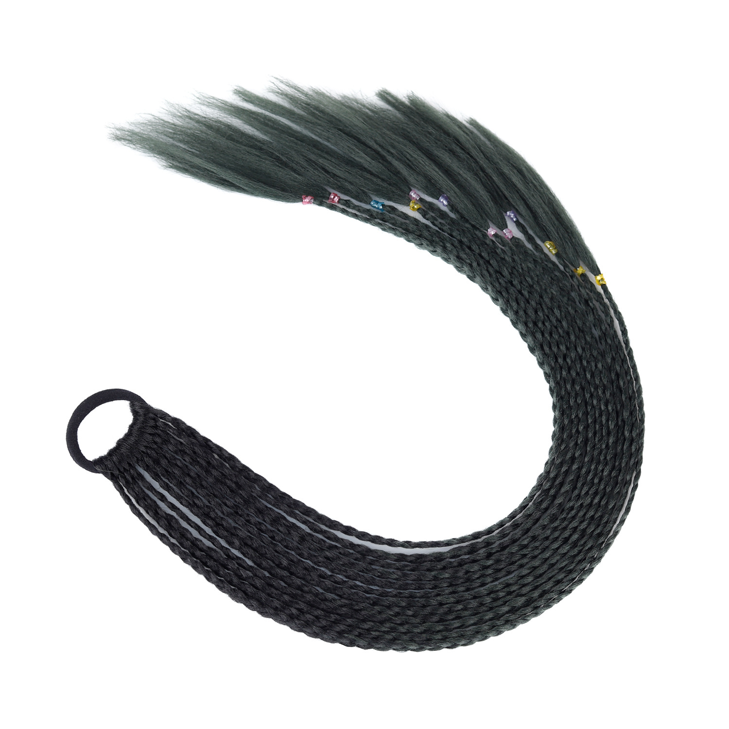 Cola de caballo B14# negro+verde oscuro