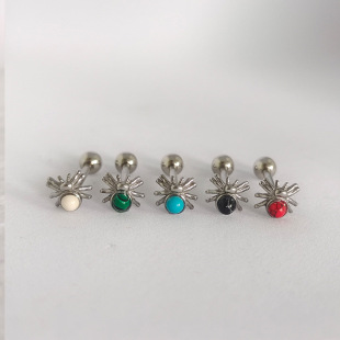 Spider tongue nail titanium steel natural stone tongue nail European and American popular niche hot girl puncture accessories factory cross-border in stock wholesale