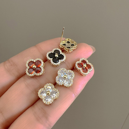 Daily Commuting Small Colorful Zirconium Earrings Light Luxury Exquisite Fashion Personality 925 Silver Needle Small Earrings for Women 33496
