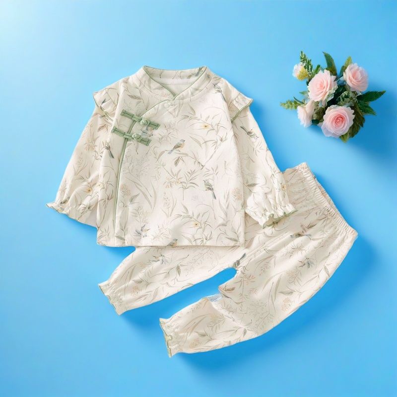 Primavera y verano para bebés, ropa casera de algodón, dos piezas, ropa de bebé, ropa de recién nacido.