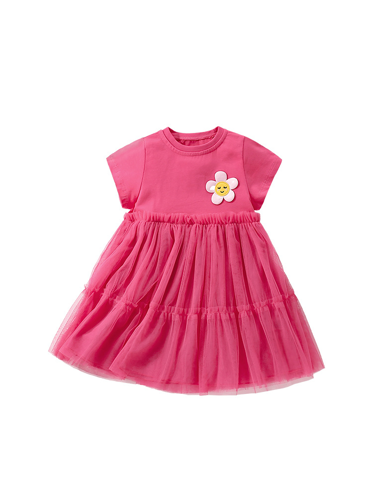 Vestido de niña malwee transfronterizo verano nuevo cuello redondo manga corta linda niña vestido de princesa falda de estilo occidental