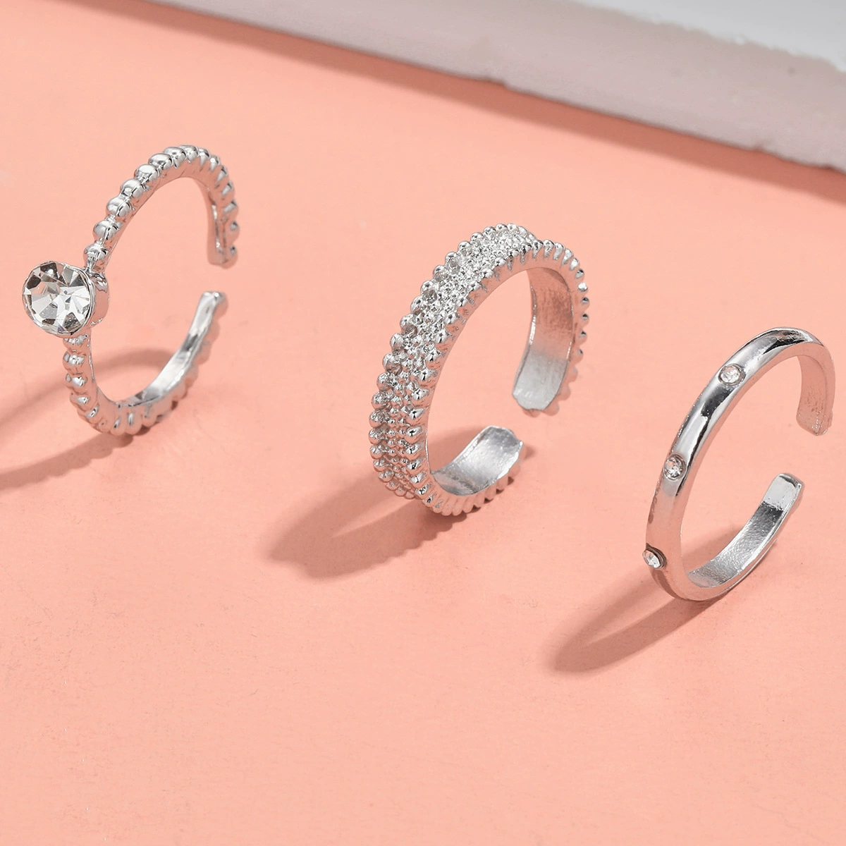 Zirconium Ring Set, one size, simple elegant bright style, high-quality finish