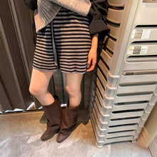 秋冬高腰显瘦休闲a字裤裙小个子裤子2024年美拉德针织阔腿短裤女