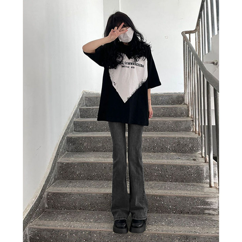 6880 American Micro Flared Jeans Women's 2023 New Summer High Waist Slim-Fit Slimming Washed chic Jeans