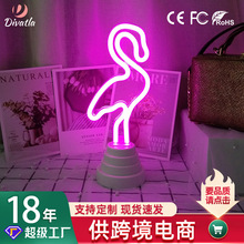 亚马逊欧式装饰造型霓虹灯硅胶创意USB底座圣诞独角兽LED台灯ins