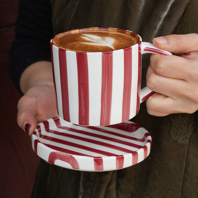 Middle Ancient Style Hand-painted Ceramic Coffee Cup and Saucer suit Household Restaurant Hotel Latte Cup Afternoon Tea Cup Breakfast Cup