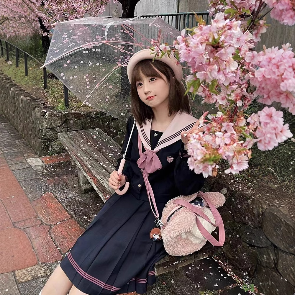 Japanese JK uniform sailor suit new 2025 spring and autumn new college style school for blue pleated skirt suit